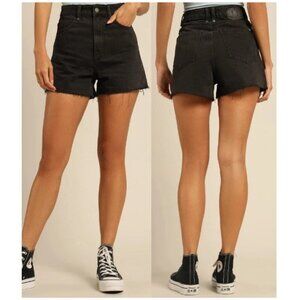 THRILLS Erin High Rise Raw Hem Denim Jean Short Faded Black Women's Size 8 NWOT